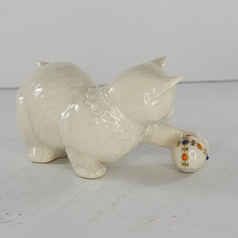 Lenox China Jewels Collection Cat Kitten Playing With Ball Figurine - Picture 4 of 8